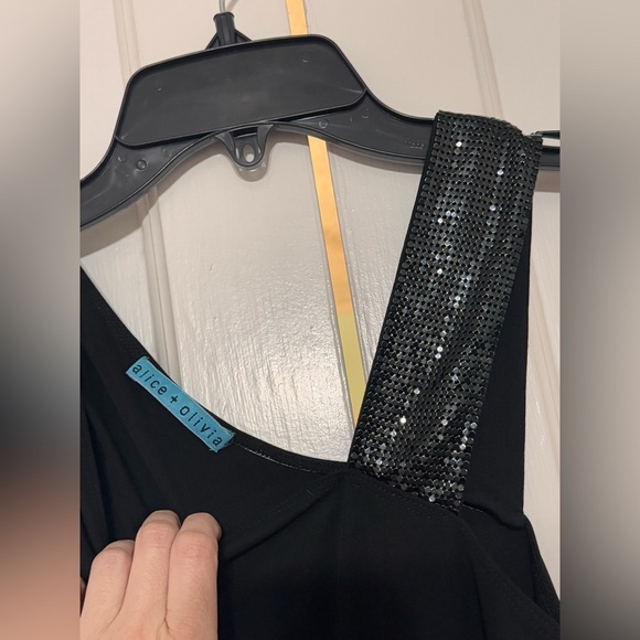 Alice + Olivia Black Studded Asymmetrical Slip Dress - Picture 2 of 6